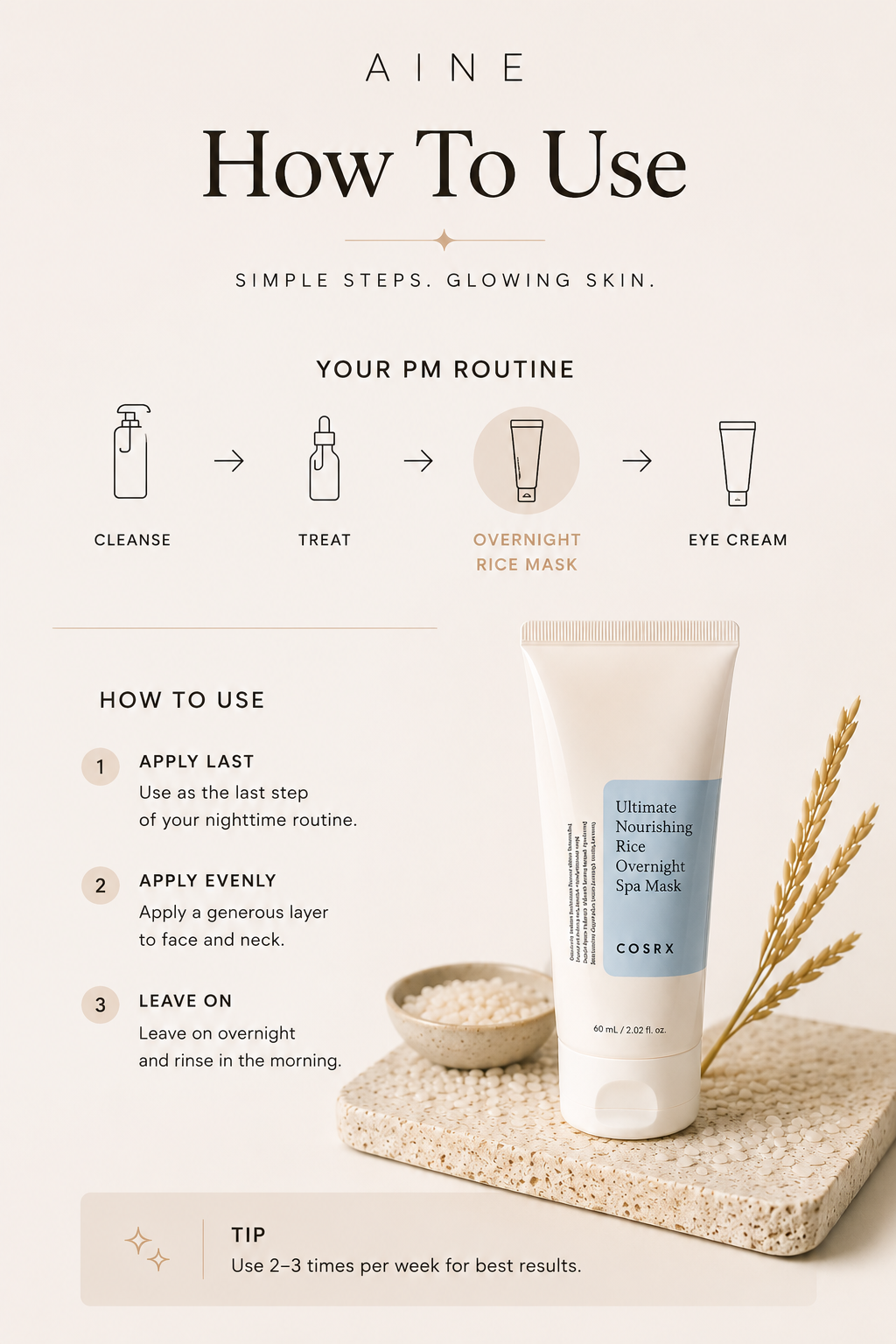 COSRX Ultimate Nourishing Rice Overnight Spa Mask | Brightening Overnight Sleeping Mask