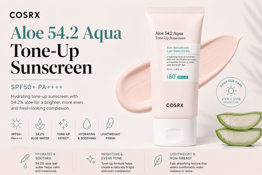 COSRX Aloe 54.2 Aqua Tone-Up Sunscreen SPF50+ PA++++ – 50ml